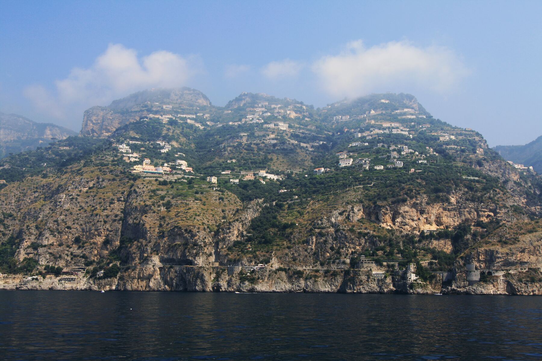 Furore and its fjord seen from the sea, on the Amalfi Coast